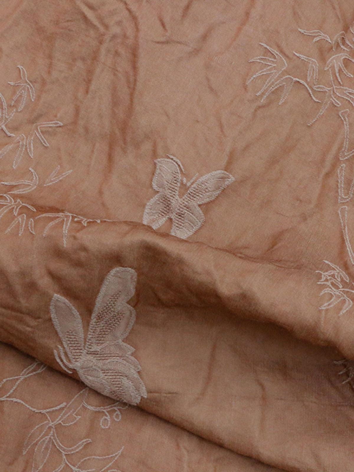 SANBEI - 35 Momme Vintage Butterfly Jacquard Silk-Wool Blend Fabric - 138cm wide by the Yard