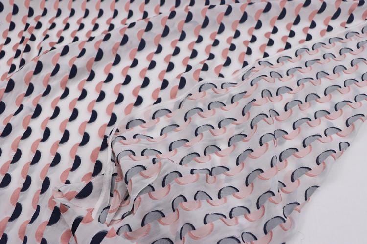 HOUBWE - 18 Momme Sheer Special Cut Flower Silk Fabric - 114cm wide by the Yard