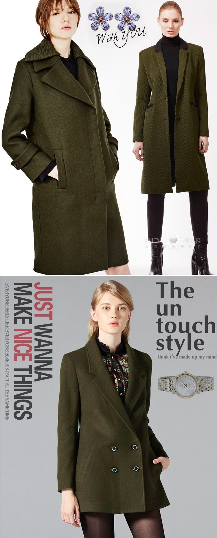 JUNLVS - ArmyGreen Double Faced Alpaca Wool Fabric - 150cm wide by the Yard