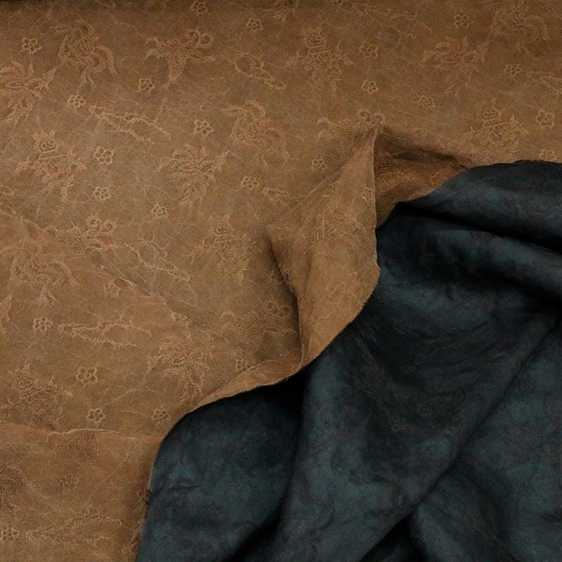 OSEGUW- 15 Momme Handmade Primary Color Cracks Jacquard Plant Dye Mud Silk Fabric, 114cm by the Yard