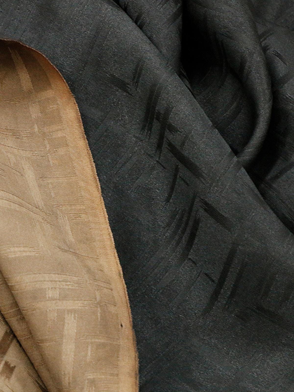 SABCUW - Handmade 19 Momme Pure Black Sangbo Satin Mulberry Silk Xiangyunsha Fabric - 110cm wide by the Yard