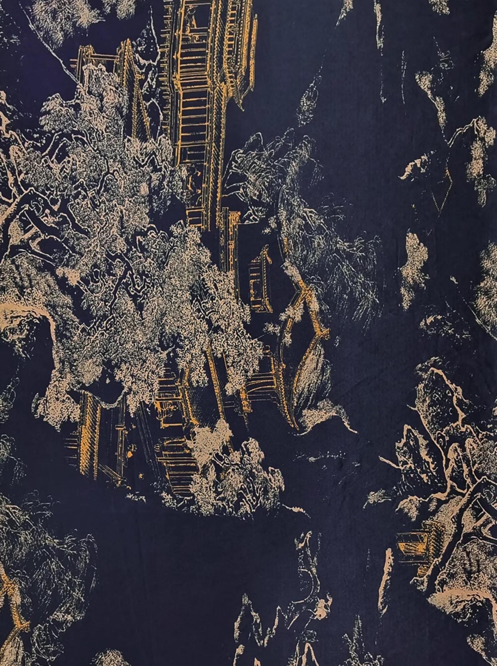 GUYLGE - Handmade 40 Momme Jacquard Mud Silk Satin Fabric -112cm By the Yard