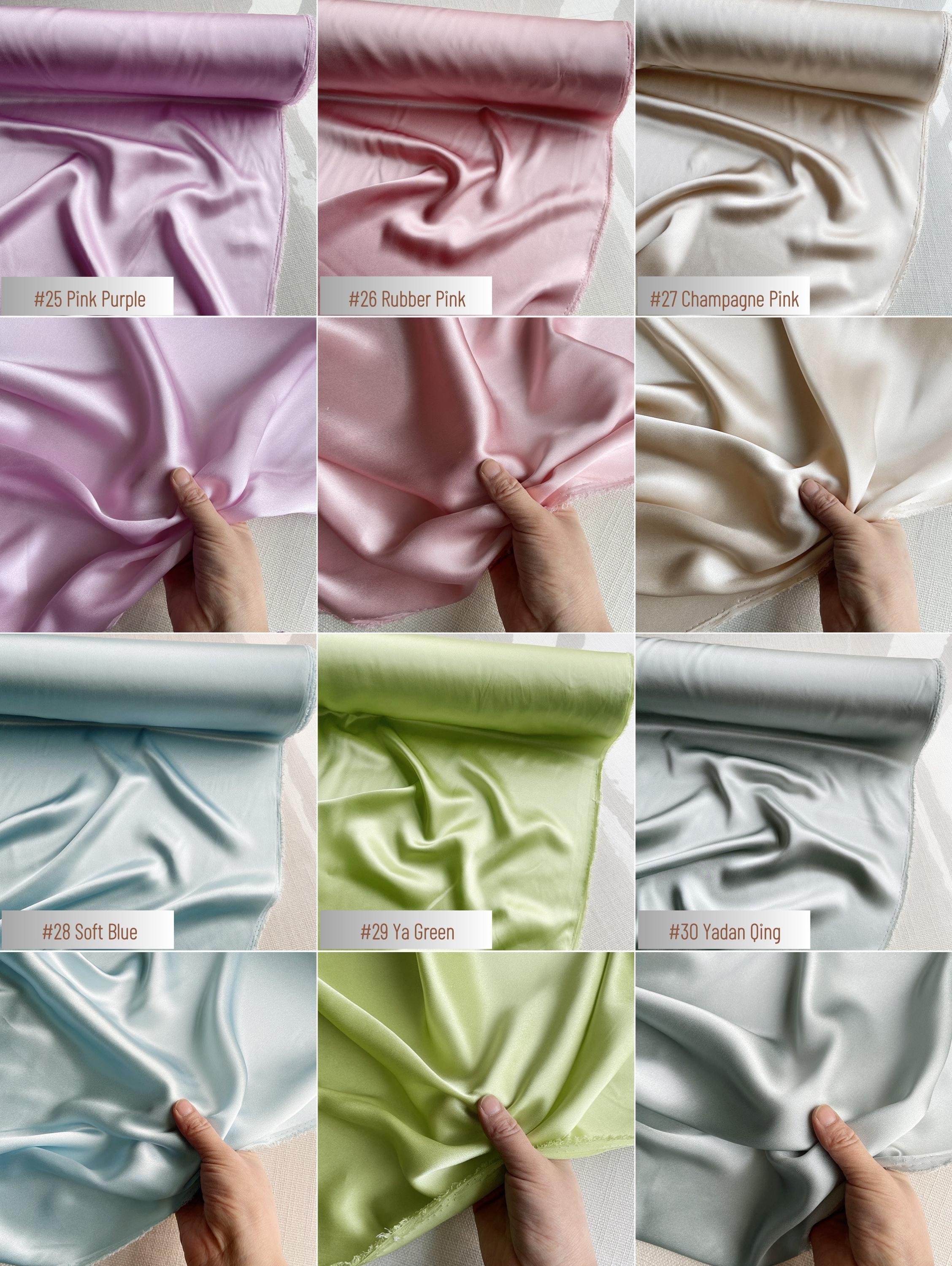 100% Silk Charmeuse, 19 Momme solid 60 colors, 114cm wide by the yard