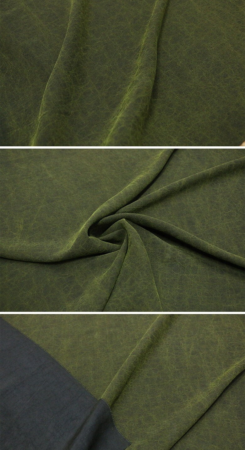 LVGUIW - Green Grass Cracks 25 Momme Handmade Plant Dye Mud Silk Fabric, 110cm by the Yard