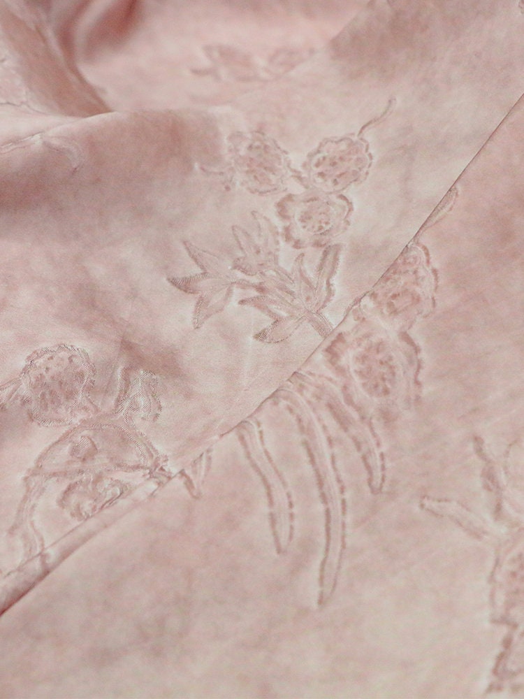 PUZHUO - Handmade Jacquard Plant Dye Silk Fabric Silk Viscose Blend - 133cm wide by the Yard