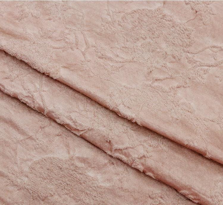 SIMOFS - 43 Momme Flowers Jacquard Mulberry Silk Wool Cotton Blend Silk Fabric - 135cm wide by the Yard