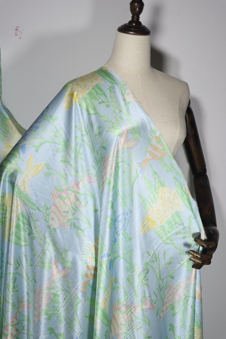 JFHLYZ - 19 momme Floral Print Charmeuse Silk Satin Fabric - 140cm wide by the Yard