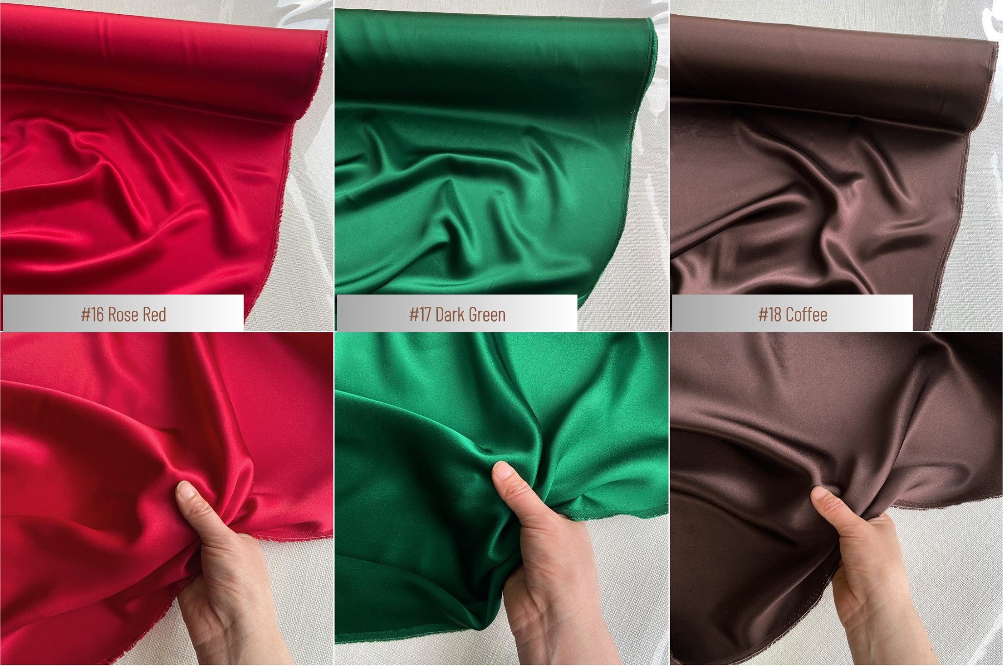 100% Silk Charmeuse, 22 Momme solid 50 colors, 114cm wide by the yard