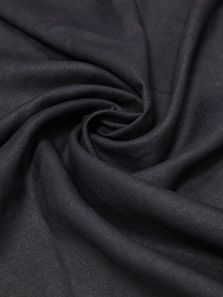 SMOSGUI - Eggplant Purple and Black 22 Momme Handmade Plant Dye Mud Silk Fabric, 130cm by the Yard