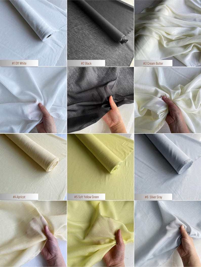 9 Momme Silk Cotton colors 1–6