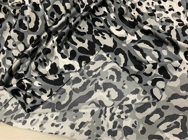 BAOWIN - 19 Momme White Leopard Pattern Digital Print Stretch Silk Satin Fabric - 108cm wide by the Yard