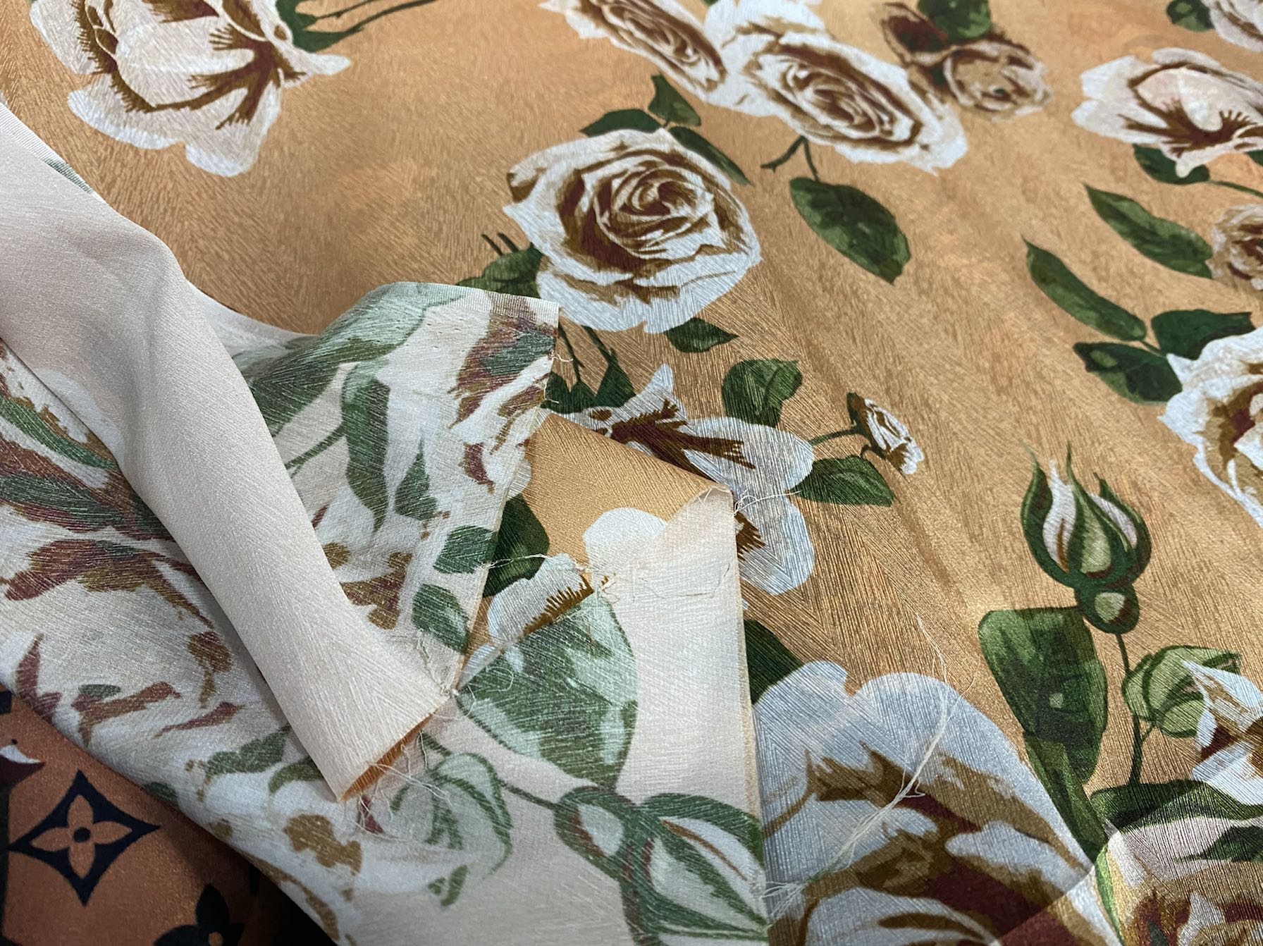 BIGDAM - 22 Momme Big Peony Pattern Digital Print Sangbo Stretch Silk Satin Fabric - 108cm wide by the Yard