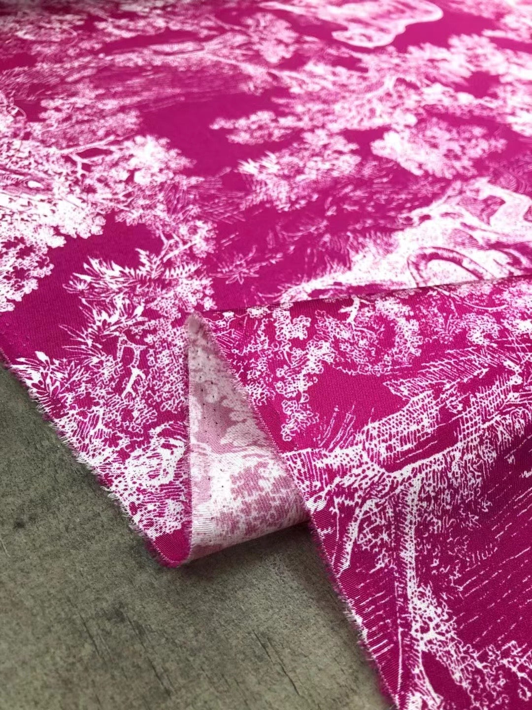 BUBBST - 21 Momme Rose Pink Animal Banquet Digital Print Stretch Silk Satin Fabric - 140cm wide by the Yard