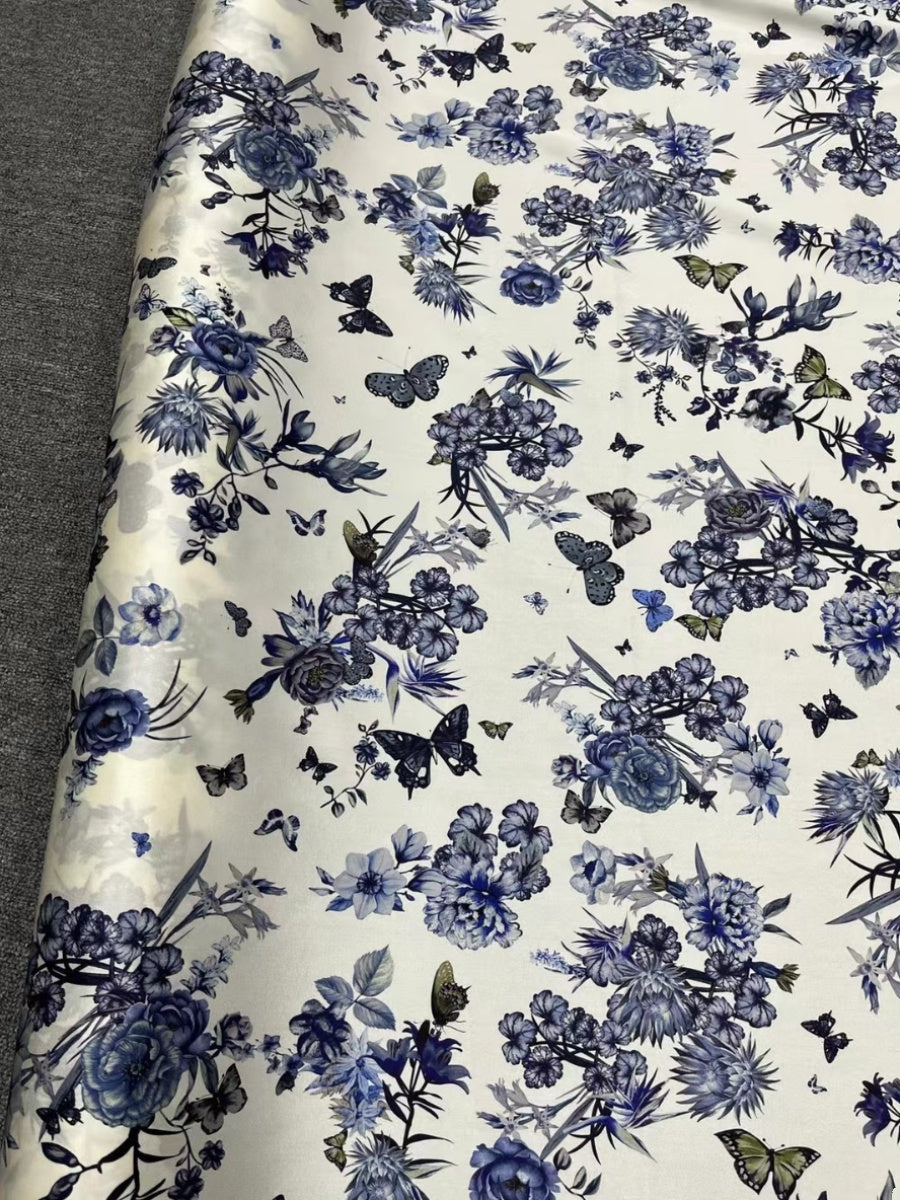 BUBHDP - 21 Momme Digital Print Stretch Silk Satin Fabric - 140cm wide by the Yard