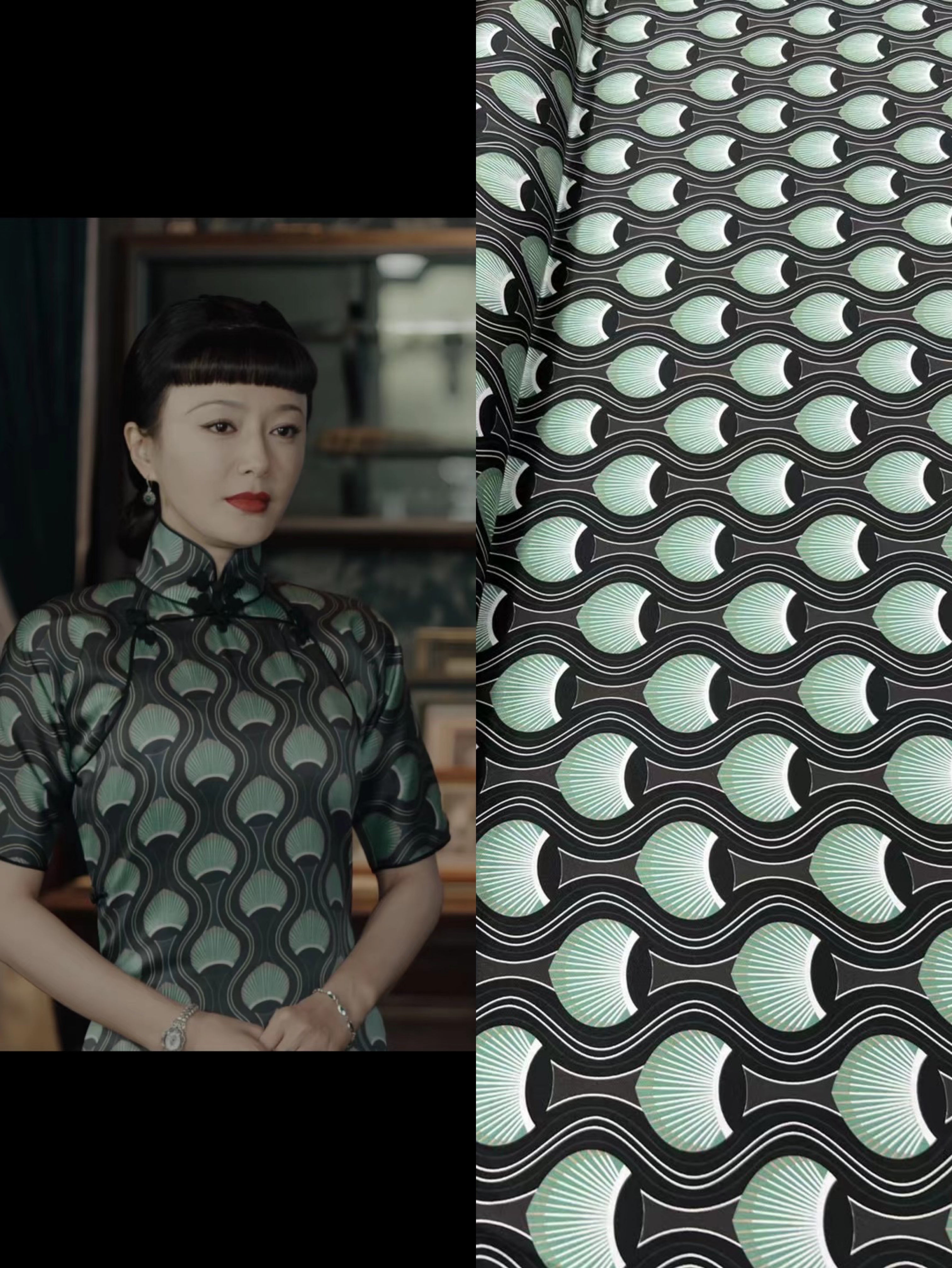 BUBKQL - 21 Momme Peacock Feather Pattern Digital Print Stretch Silk Satin Fabric - 140cm wide by the Yard