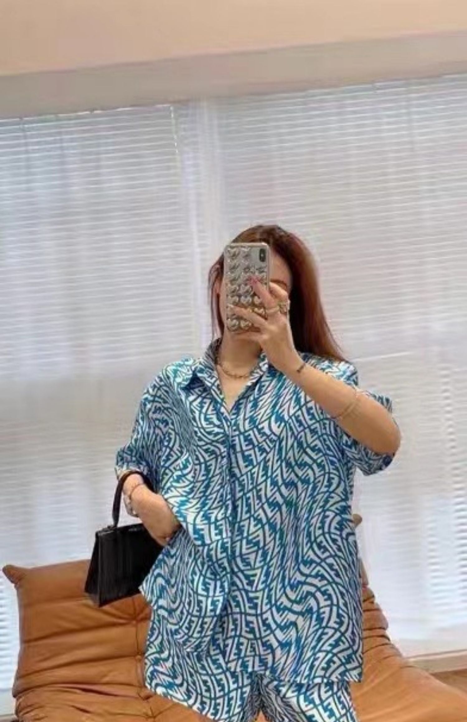 BUBZMF - 21 Momme Blue Letters Prints Digital Print Stretch Silk Satin Fabric - 140cm wide by the Yard