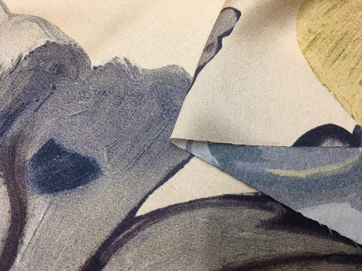 CHDAFL - 19 Momme Flowers Pattern Digital Print Stretch Silk Satin Fabric - 108cm wide by the Yard