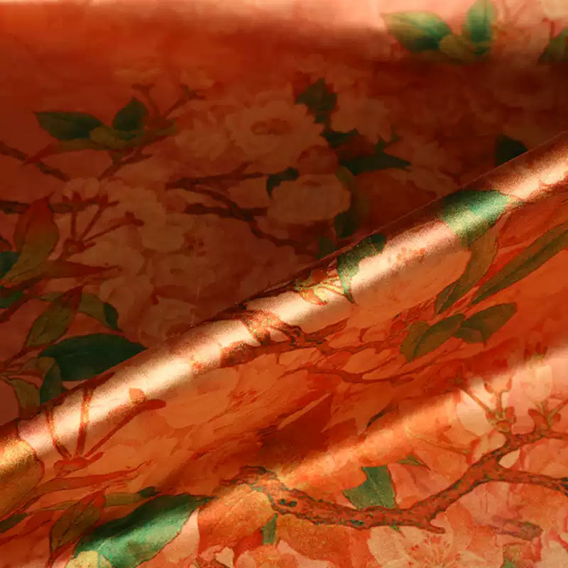 GUJFLH - Handmade 50 Momme PIZI Mud Silk Satin Fabric - 112cm wide by the Yard