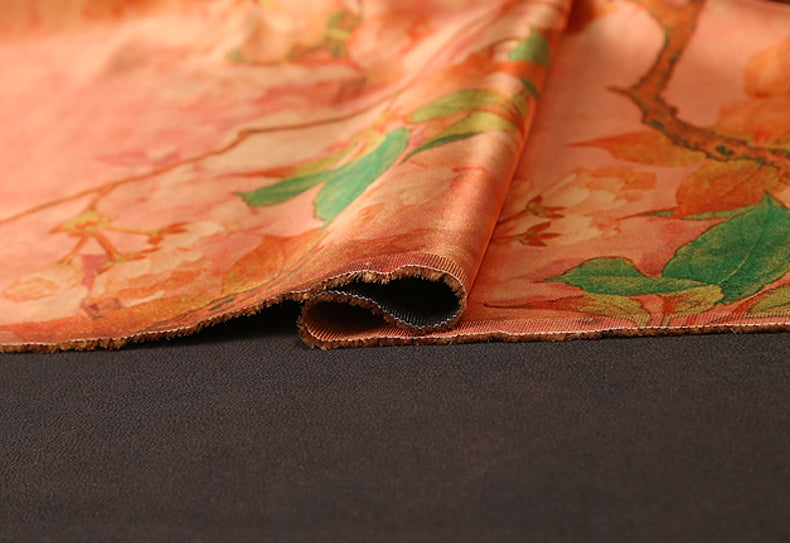 GUJFLH - Handmade 50 Momme PIZI Mud Silk Satin Fabric - 112cm wide by the Yard