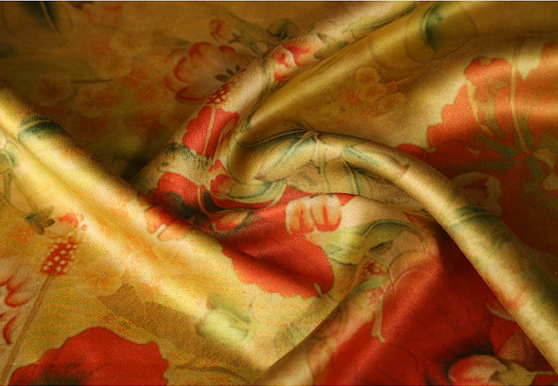 GUJLJH - Handmade 40 Momme Mud Silk Satin Fabric - 140cm wide by the Yard