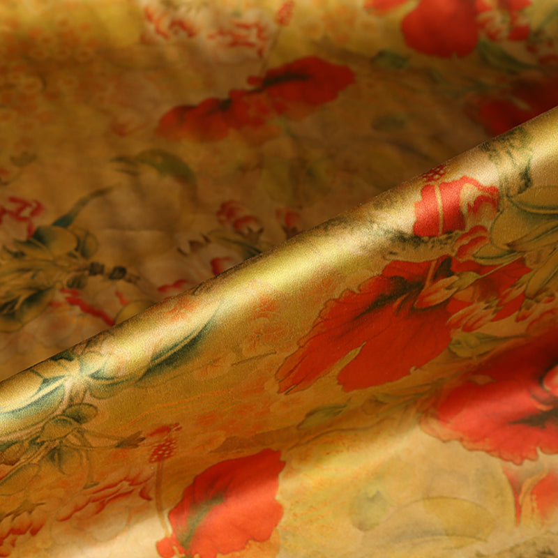 GUJLJH - Handmade 40 Momme Mud Silk Satin Fabric - 140cm wide by the Yard