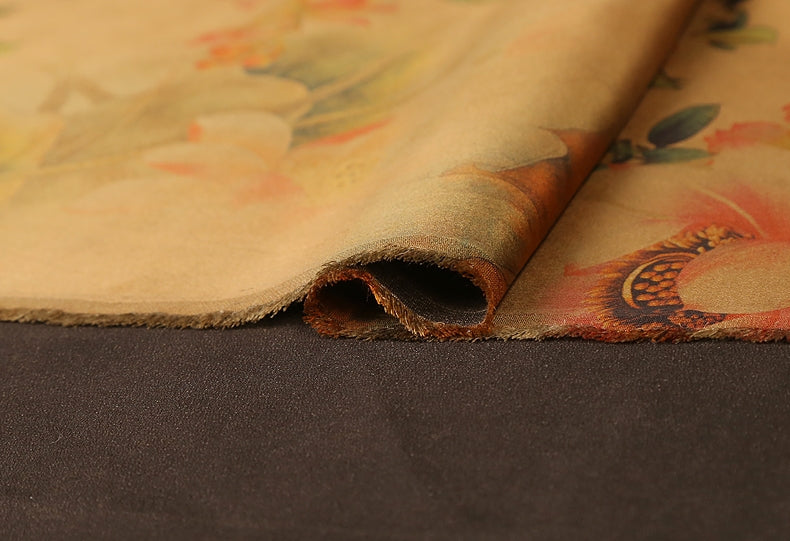 GUJSYH - Handmade 40 Momme Mud Silk Satin Fabric - 112cm wide by the Yard