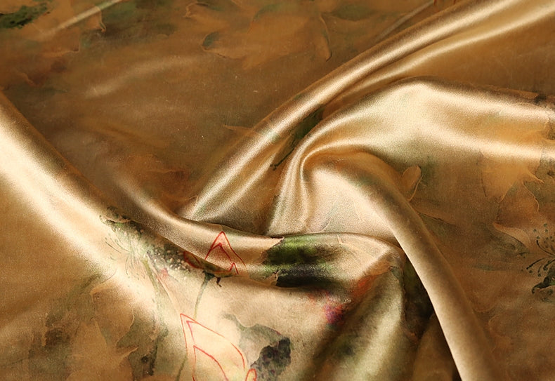 GUJXHB - Handmade 40 Momme Mud Silk Satin Fabric - 112cm wide by the Yard