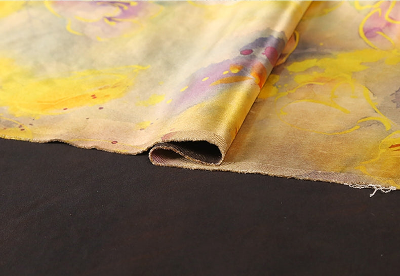 GUJYUJ - Handmade 40 Momme Mud Silk Satin Fabric - 112cm wide by the Yard