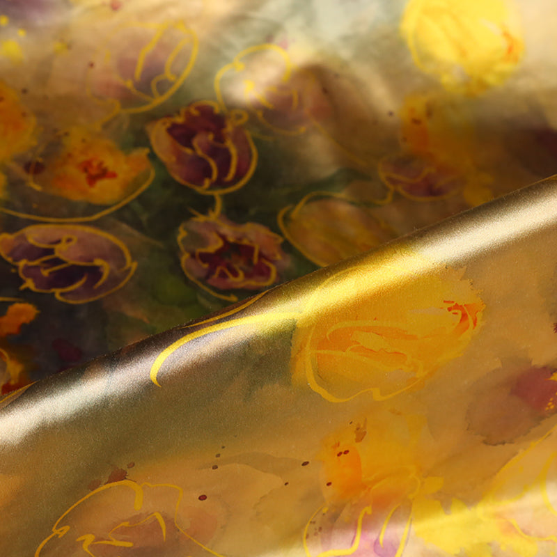 GUJYUJ - Handmade 40 Momme Mud Silk Satin Fabric - 112cm wide by the Yard