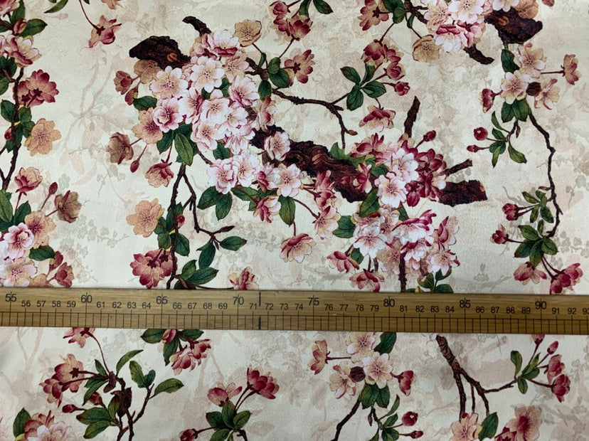HUAFEI - 19 Momme Flowers Pattern Digital Print Stretch Silk Satin Fabric - 140cm wide by the Yard