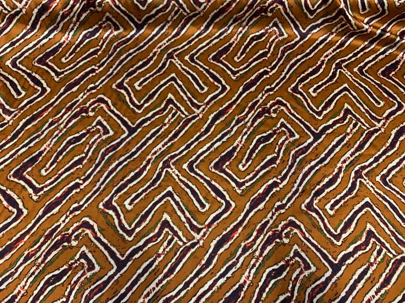 JIANLI - 19 Momme Maze Pattern Digital Print Stretch Silk Satin Fabric - 140cm wide by the Yard