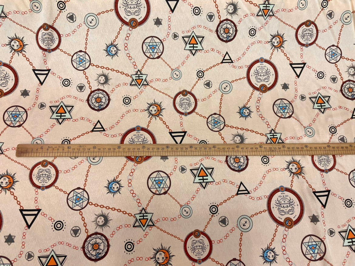 JUXIEZ - 19 Momme Color Twelve Zodiac Signs Cancer Sangbo Satin Pattern Digital Print Stretch Silk Satin Fabric - 108cm wide by the Yard