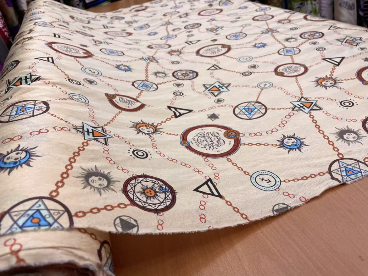 JUXIEZ - 19 Momme Color Twelve Zodiac Signs Cancer Sangbo Satin Pattern Digital Print Stretch Silk Satin Fabric - 108cm wide by the Yard
