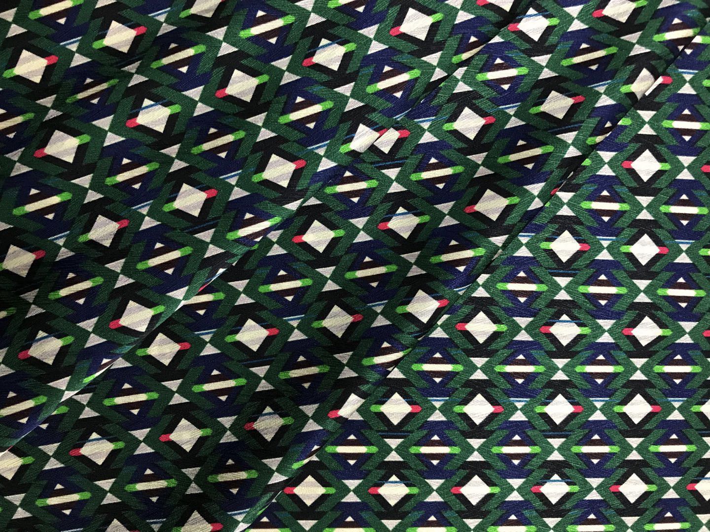 LITYSU - 19 Momme Geometric Square Pattern Digital Print Stretch Silk Satin Fabric - 108cm wide by the Yard