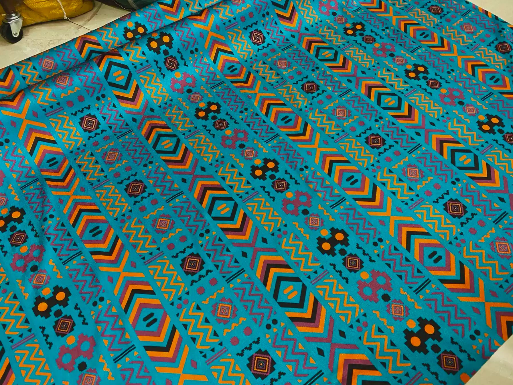 MIZJIH - 19 Momme Exotic Ethnic Geometry Pattern Digital Print Stretch Silk Satin Fabric - 140cm wide by the Yard