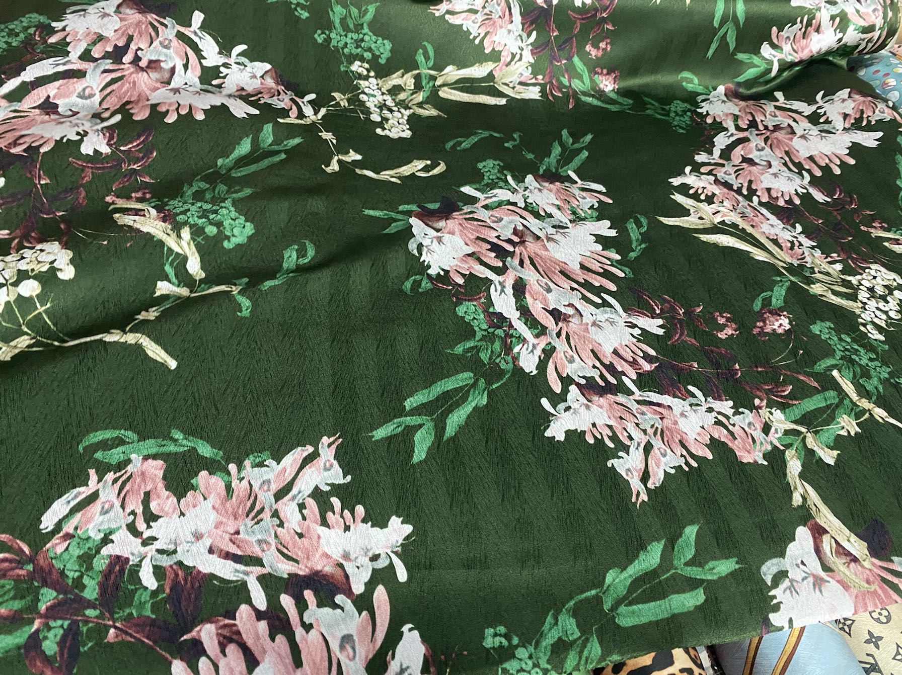 MOULIV - 22 Momme Flower Pattern Digital Print Stretch Silk Satin Fabric - 108cm wide by the Yard
