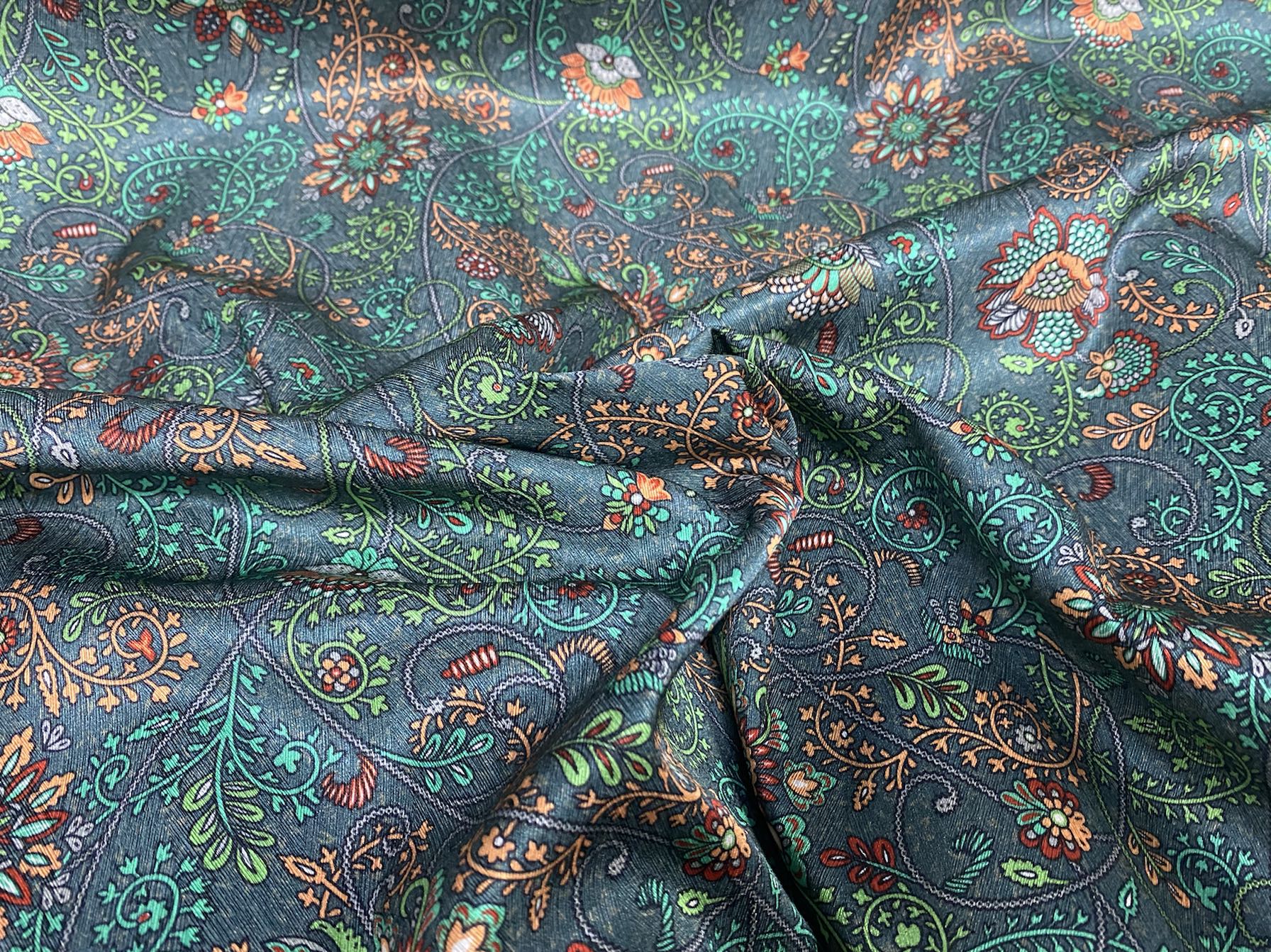 NEWRUI - 22 Momme Flower Pattern Digital Print Stretch Silk Satin Fabric - 108cm wide by the Yard