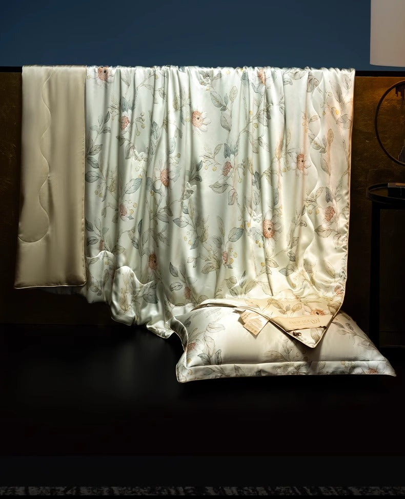 LUMDDIS - 25 Momme Silk Bedding Set with Silk Duvet