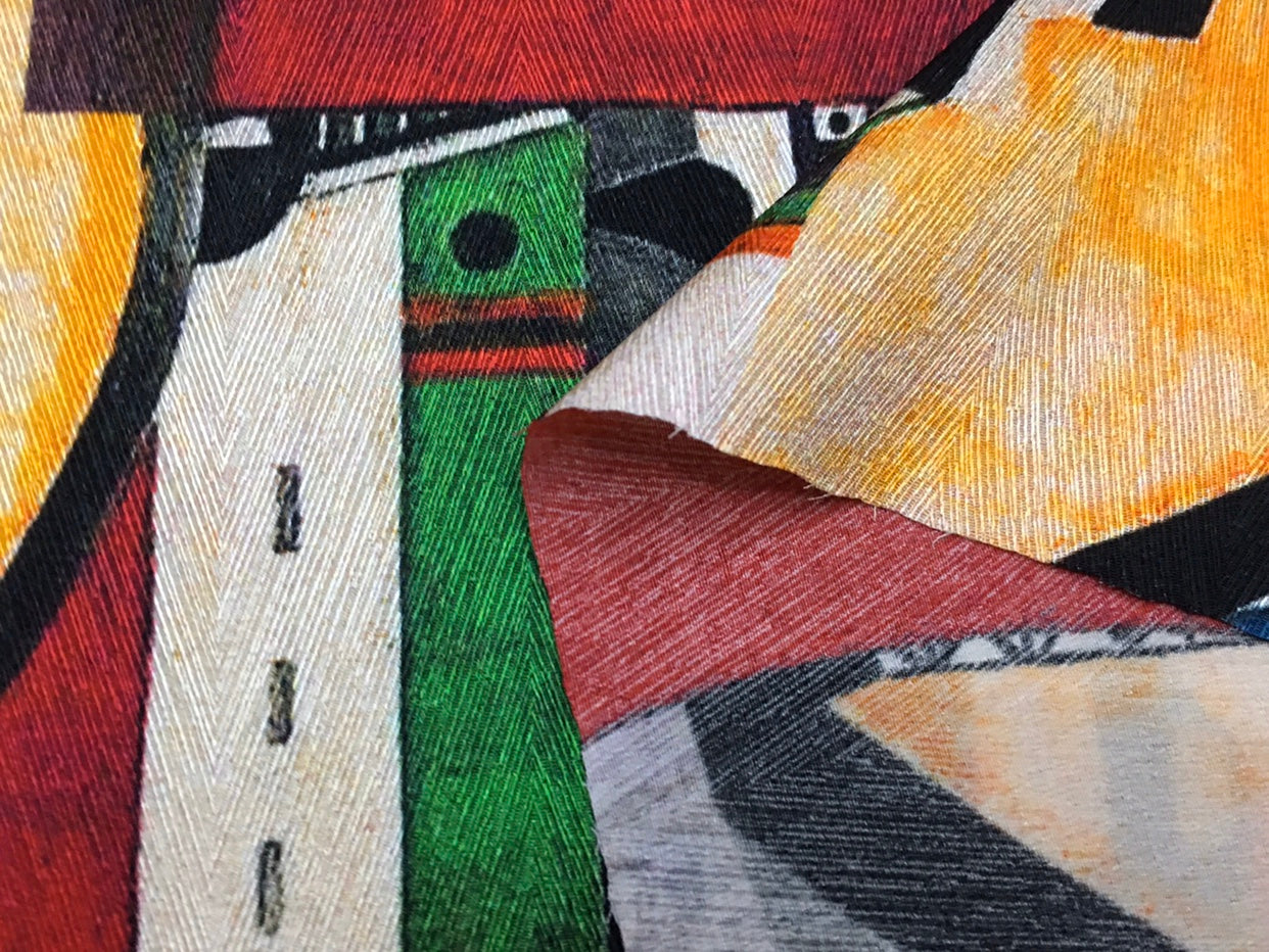 OMBGZT - 22 Momme Colorful Irregular Graphics Pattern Digital Print Sangbo Stretch Silk Satin Fabric - 108cm wide by the Yard