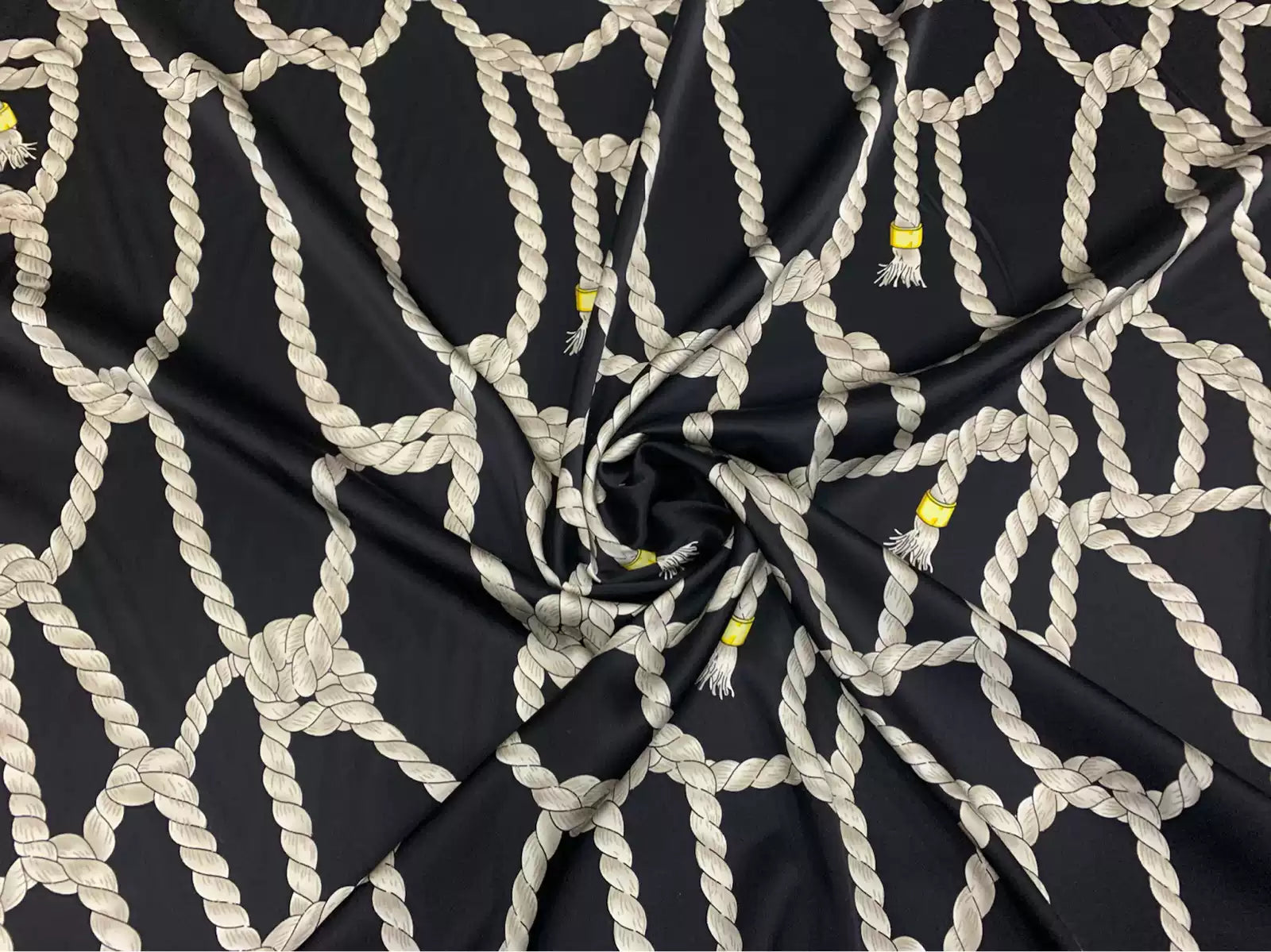 OSISEN - 19 Momme European knot Pattern Digital Print Stretch Silk Satin Fabric - 140cm wide by the Yard