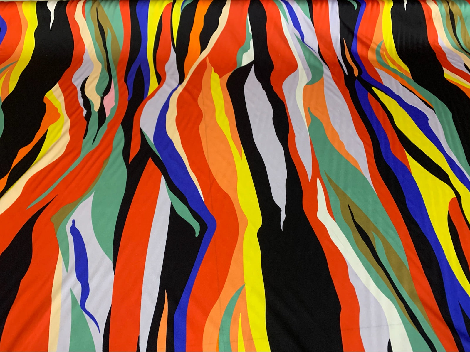 QCATIA - 19 Momme Color Stripes Pattern Digital Print Stretch Silk Satin Fabric - 140cm wide by the Yard