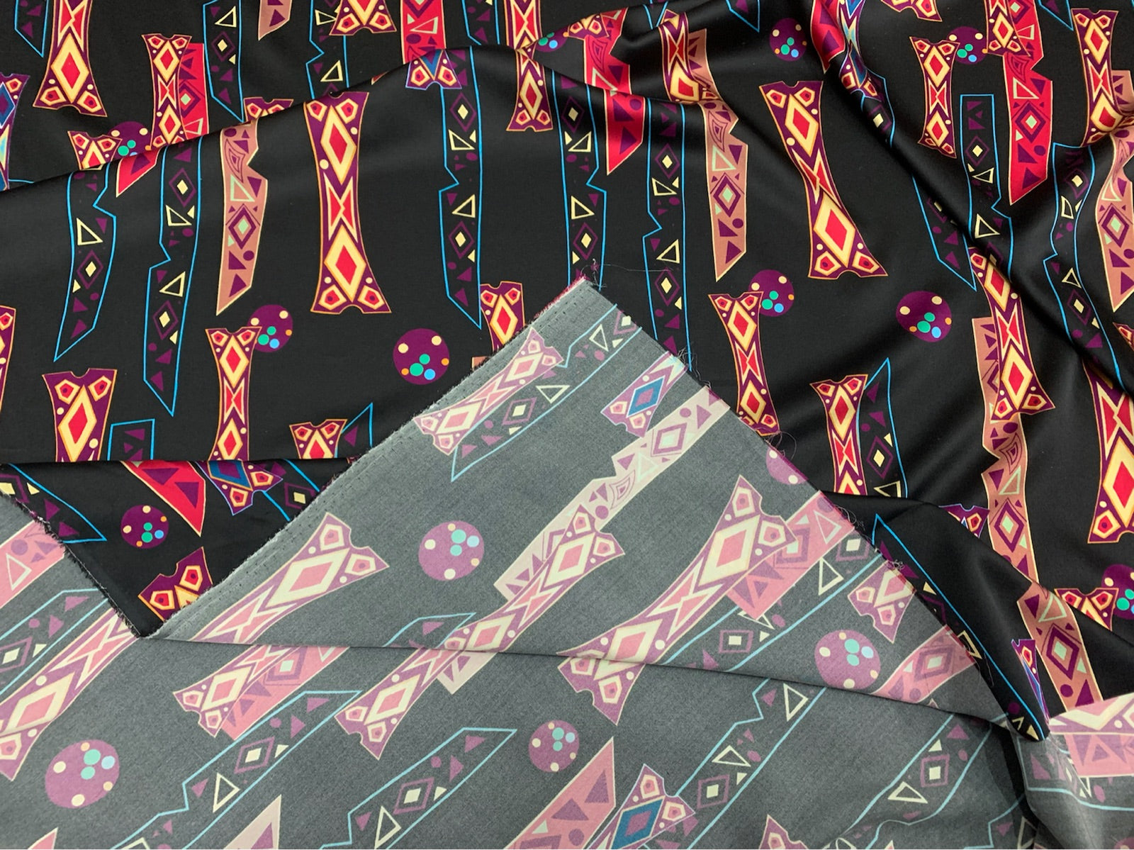 REBENQ - 19 Momme Fashion Japanese Sailfish Pattern Digital Print Stretch Silk Satin Fabric - 140cm wide by the Yard