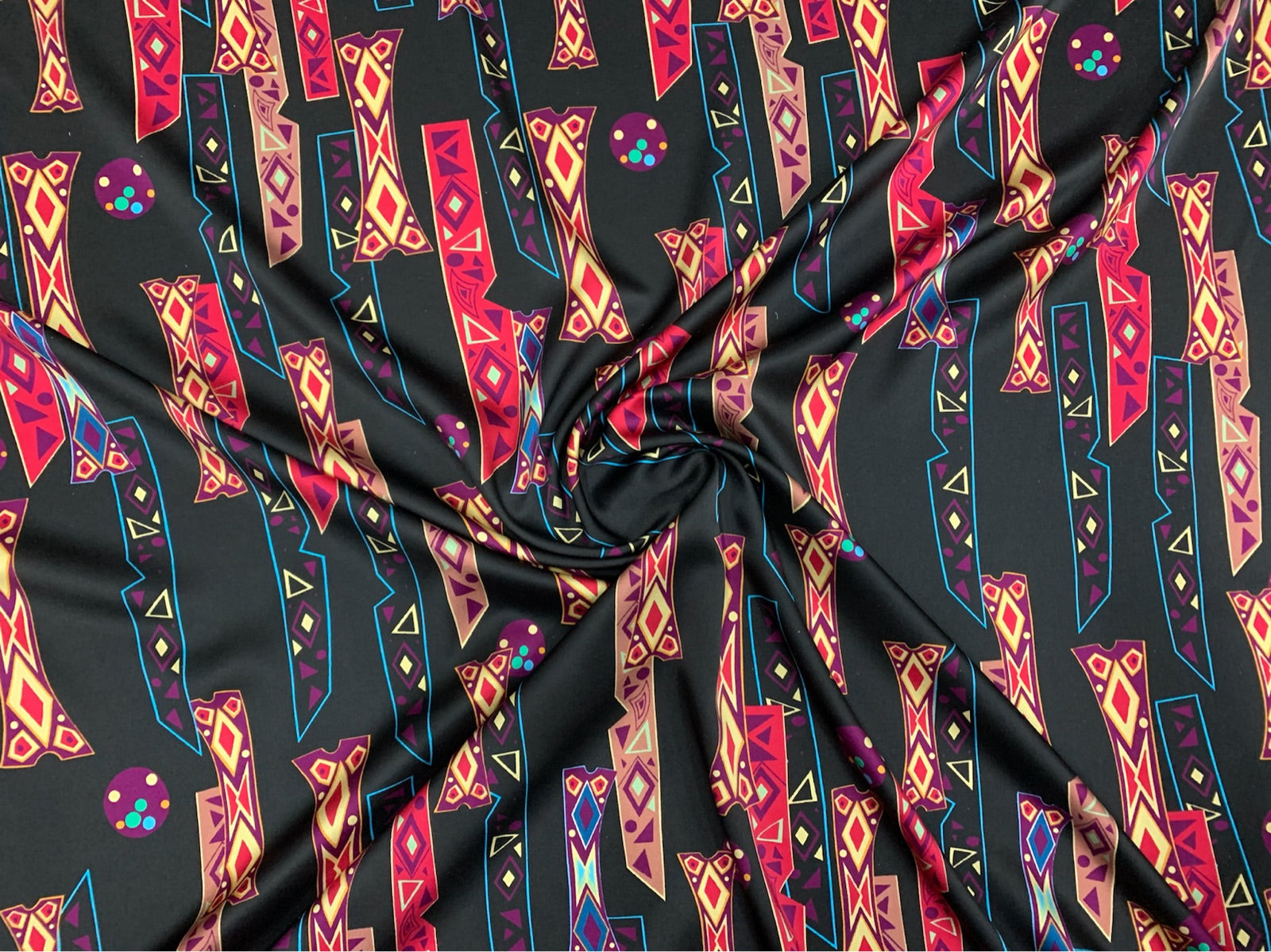 REBENQ - 19 Momme Fashion Japanese Sailfish Pattern Digital Print Stretch Silk Satin Fabric - 140cm wide by the Yard