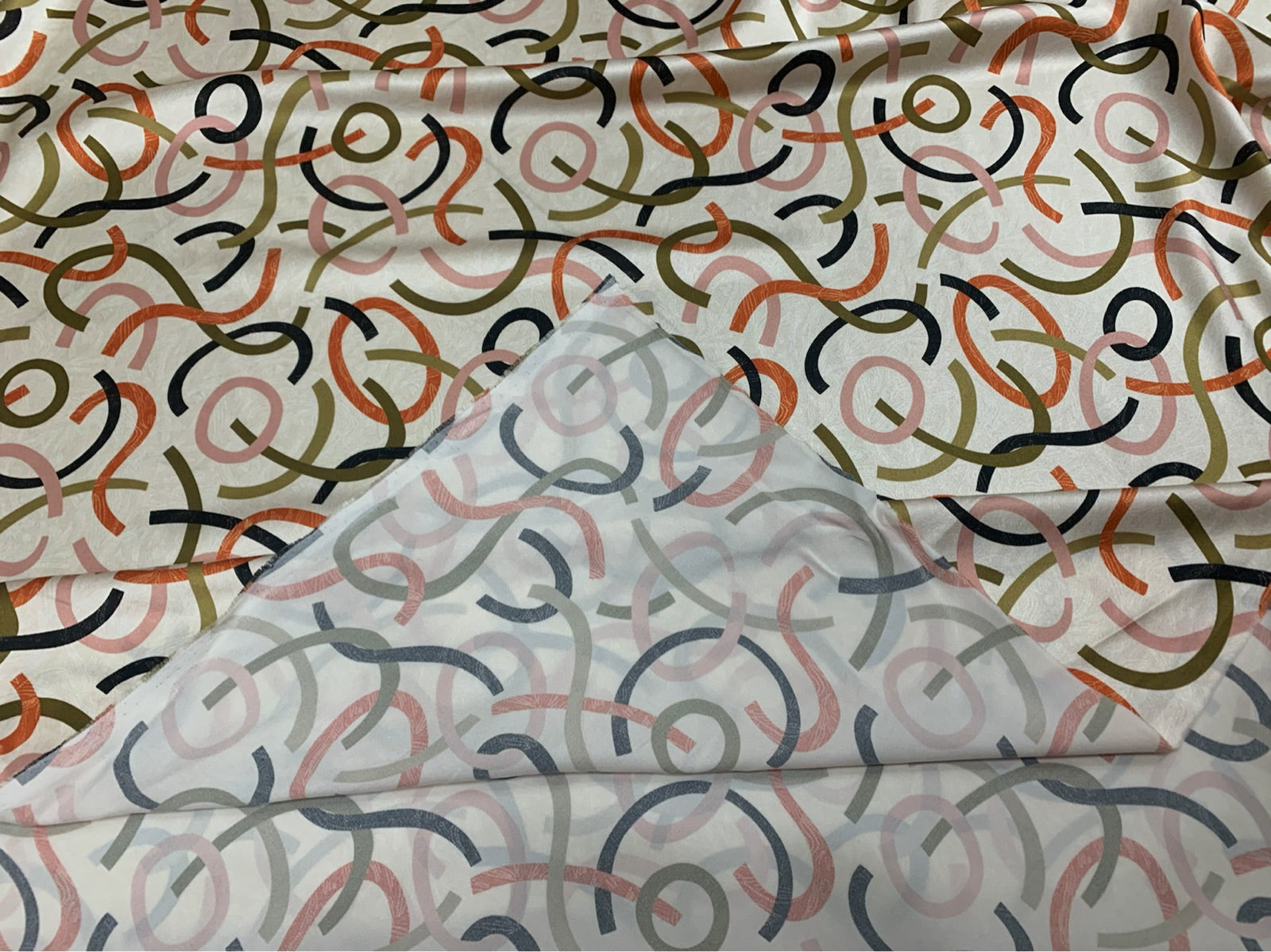 SASJIE - 19 Momme Three Color Lines Pattern Digital Print Stretch Silk Satin Fabric - 140cm wide by the Yard