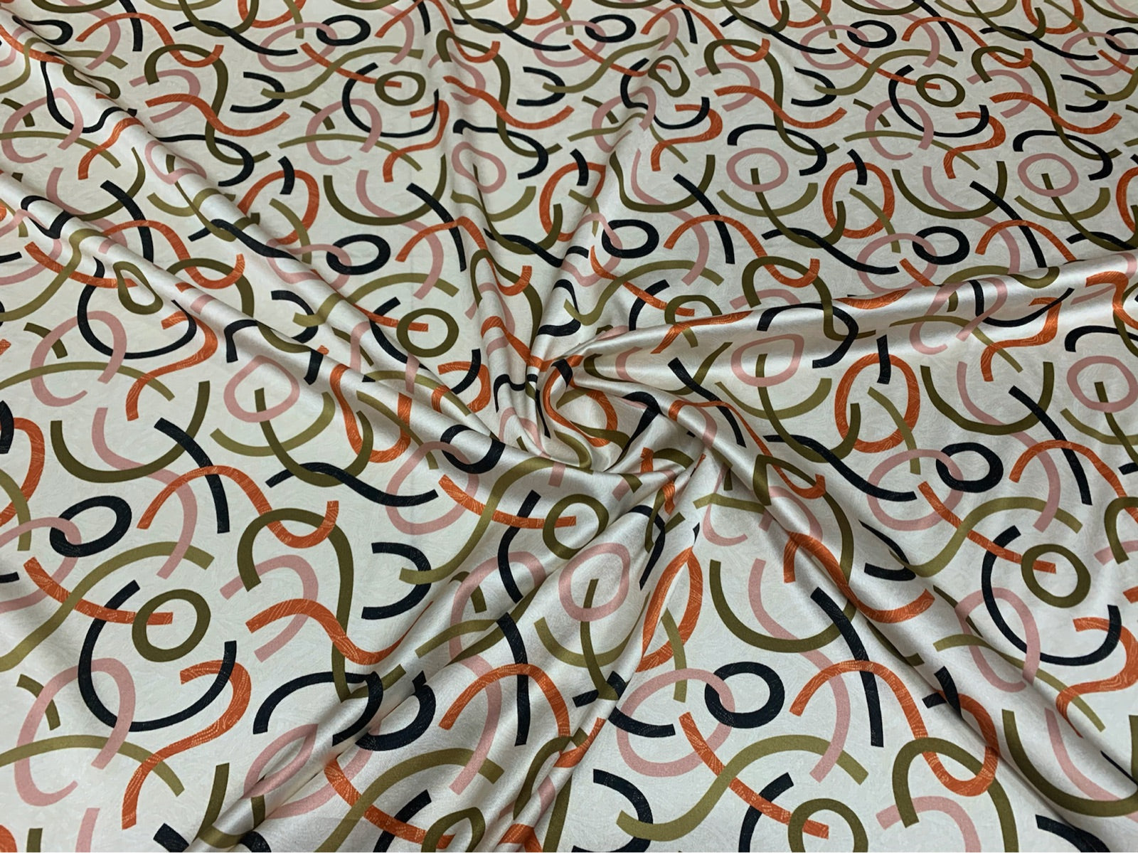 SASJIE - 19 Momme Three Color Lines Pattern Digital Print Stretch Silk Satin Fabric - 140cm wide by the Yard