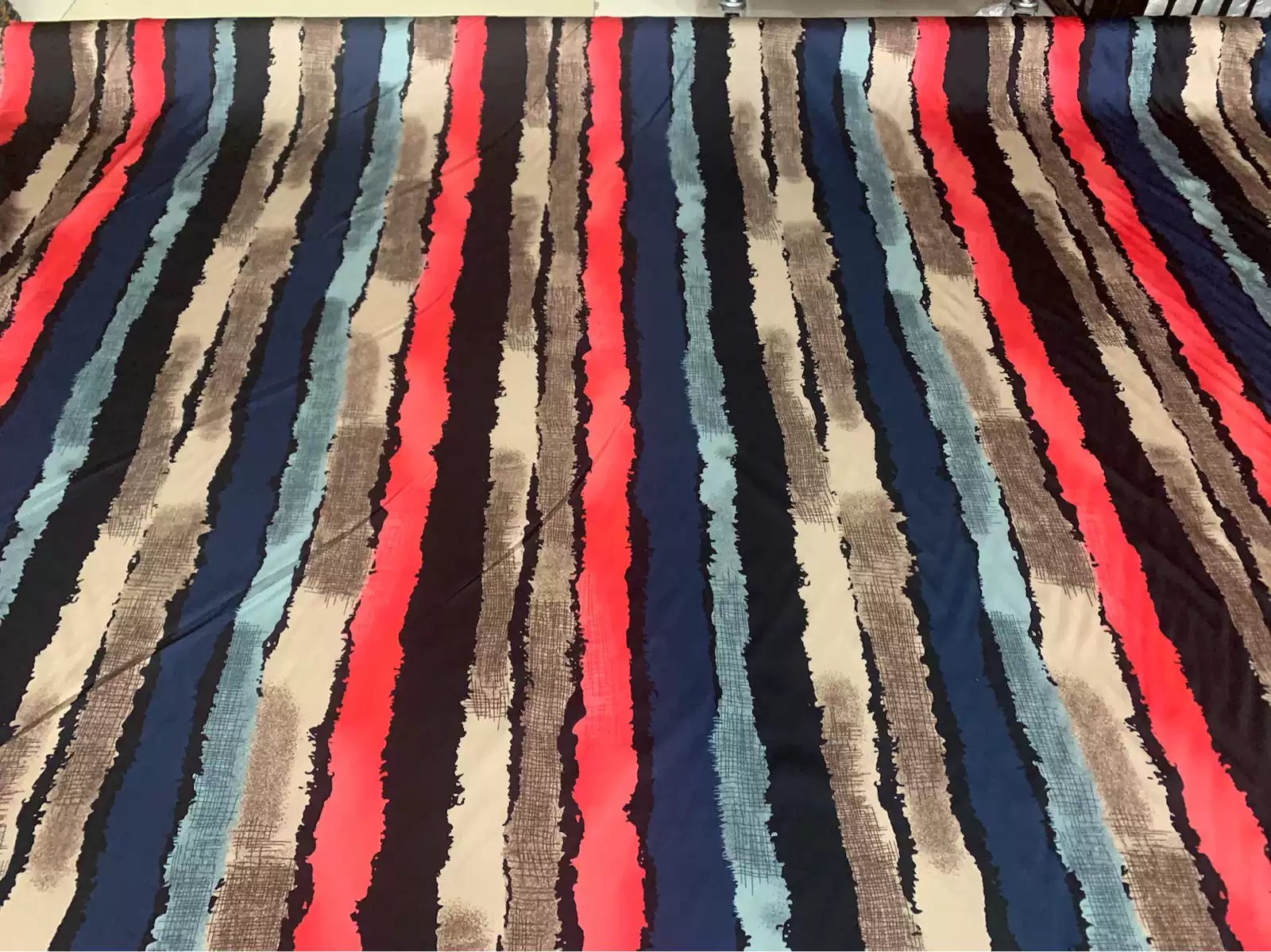 SIZUAN - 19 Momme Fashion Geometric Three Color Stripes Pattern Digital Print Stretch Silk Satin Fabric - 140cm wide by the Yard