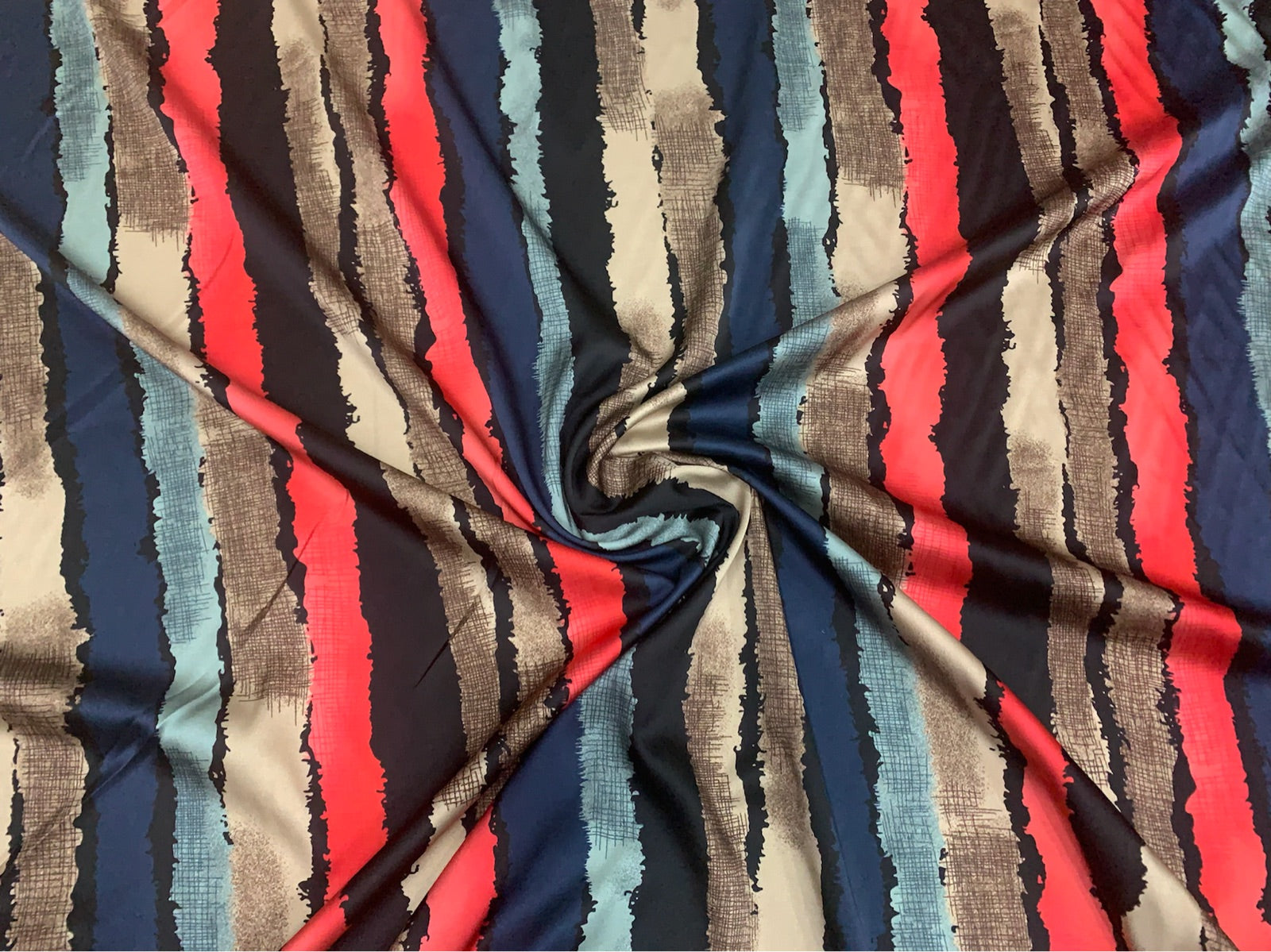 SIZUAN - 19 Momme Fashion Geometric Three Color Stripes Pattern Digital Print Stretch Silk Satin Fabric - 140cm wide by the Yard