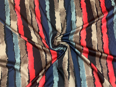 SIZUAN - 19 Momme Fashion Geometric Three Color Stripes Pattern Digital Print Stretch Silk Satin Fabric - 140cm wide by the Yard