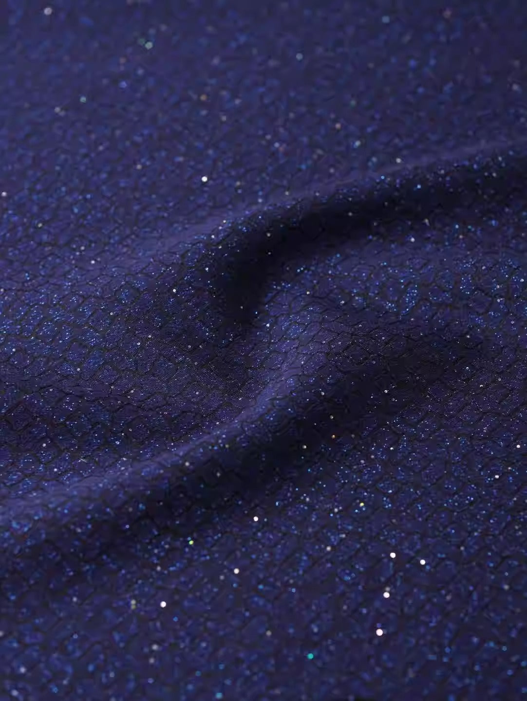 SJKSM001 - Jacquard silk wool blend fabric, navy blue,140cm wide by the yard