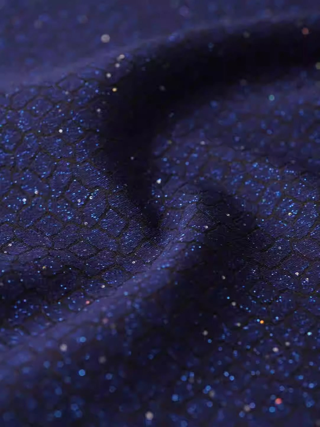 SJKSM001 - Jacquard silk wool blend fabric, navy blue,140cm wide by the yard